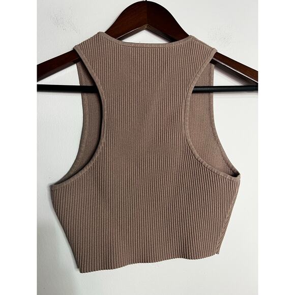 Babaton Sculpt Knit Racer Cropped Tank in Tan Size Small - Picture 5 of 5